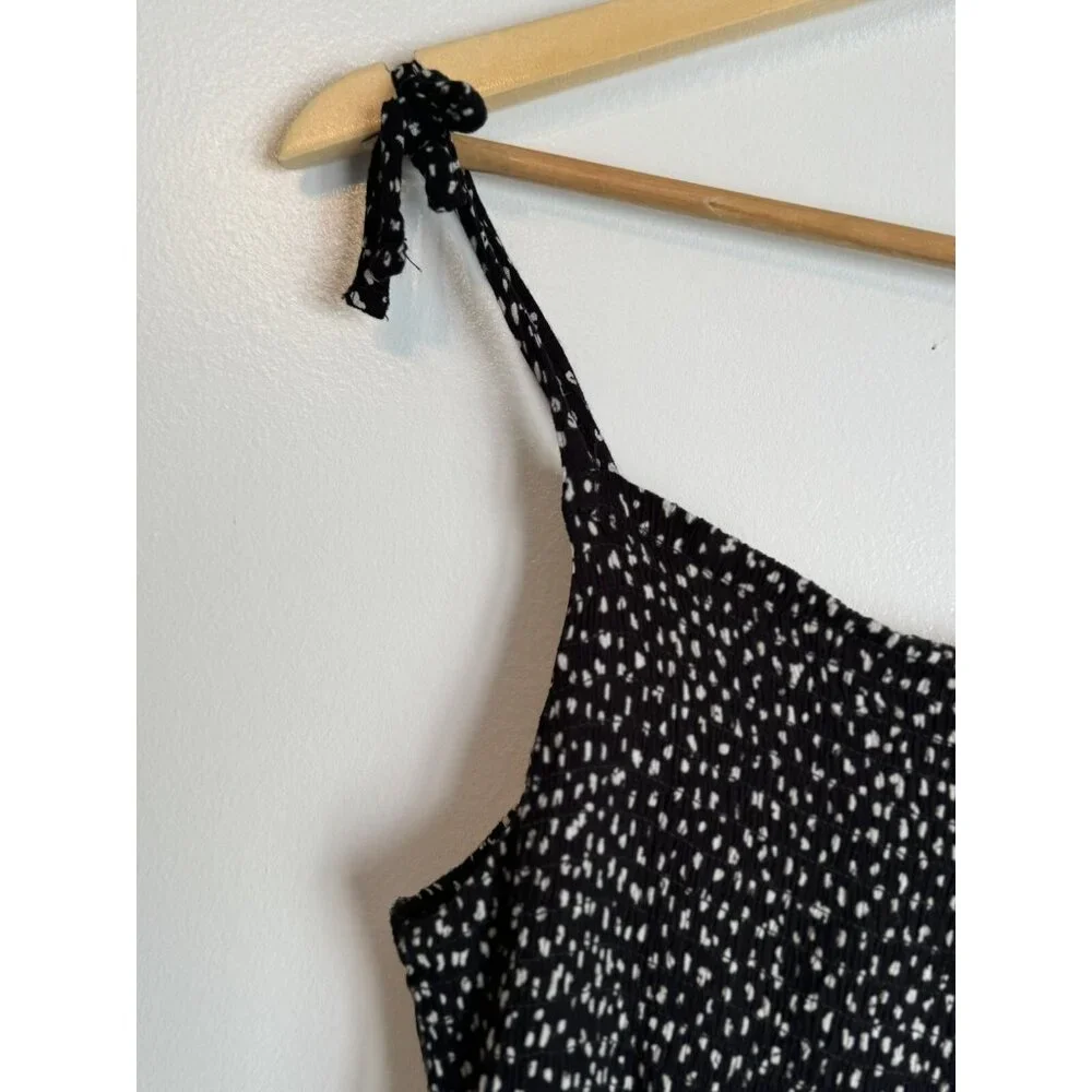 Old Navy Girls Smocked Jumpsuit Size XXL Black Sleeveless Wide Leg Bow Shoulders